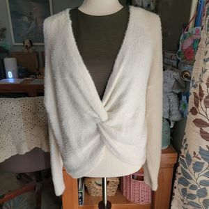Hollister Cream Twist-Front Sweater